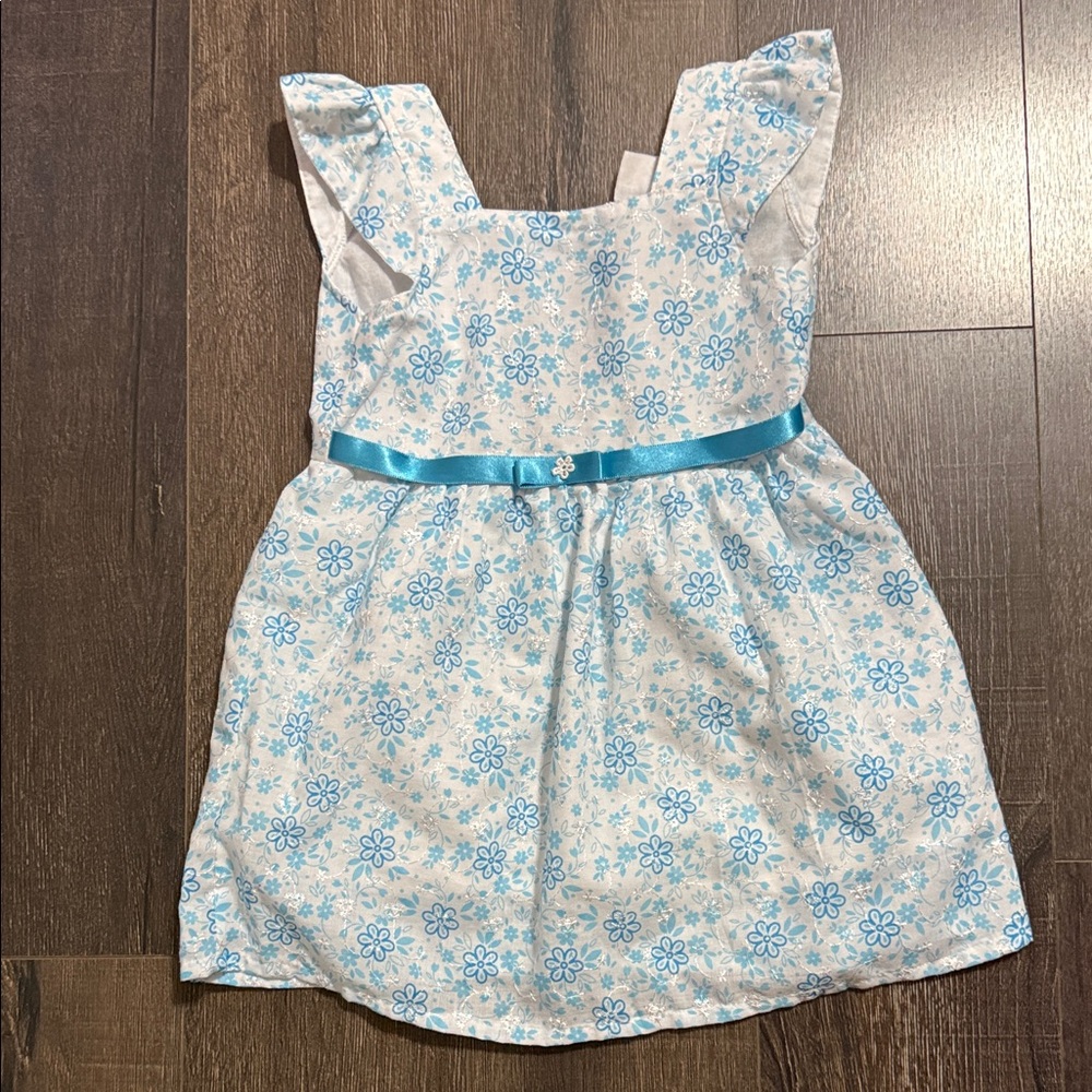 Blue Floral Dress with Ribbon